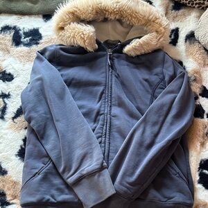 L.L Bean Faux Fur Trim Zip-Up Hoodie